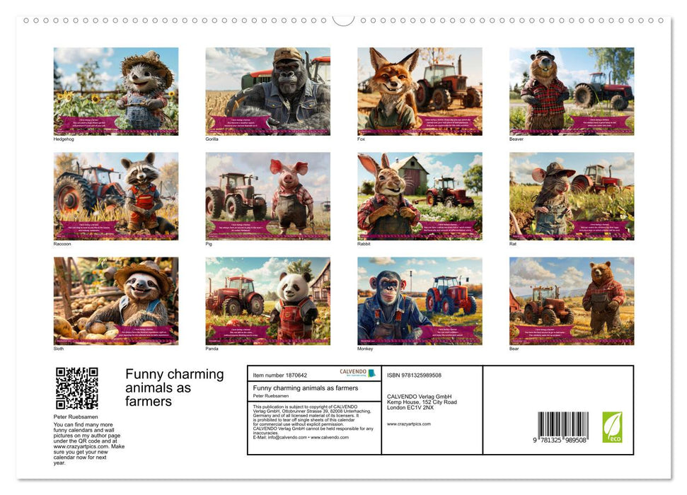 Funny charming animals as farmers (CALVENDO Premium-Calendar 2025)