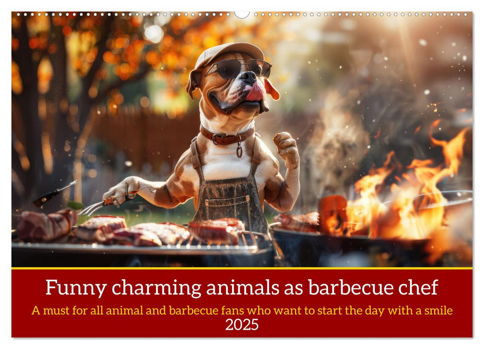 Funny charming animals as barbecue chef (CALVENDO Monthly Calendar 2025)