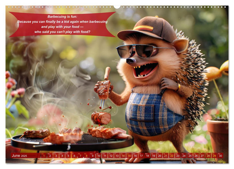 Funny charming animals as barbecue chef (CALVENDO Monthly Calendar 2025)