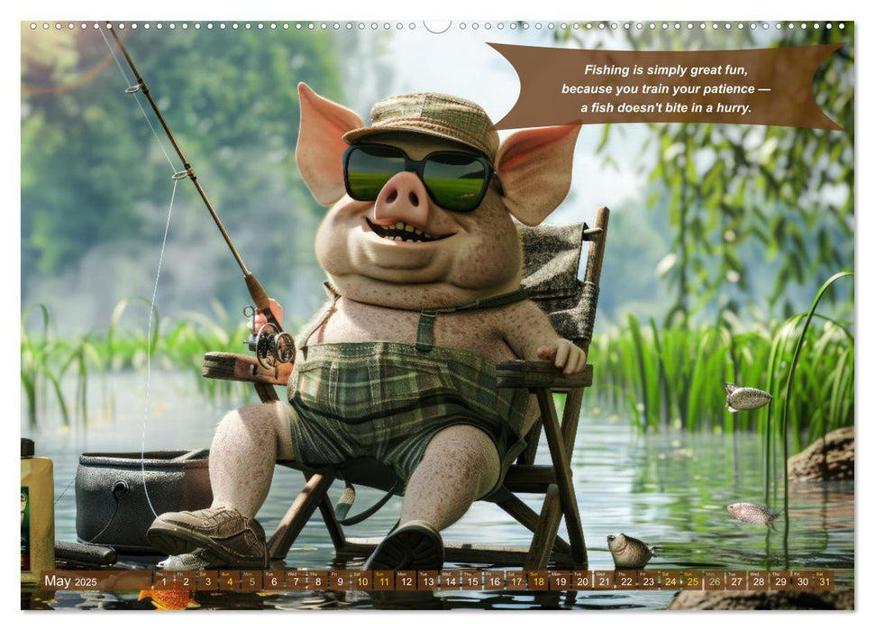 Funny charming animals as fishermen (CALVENDO Monthly Calendar 2025)