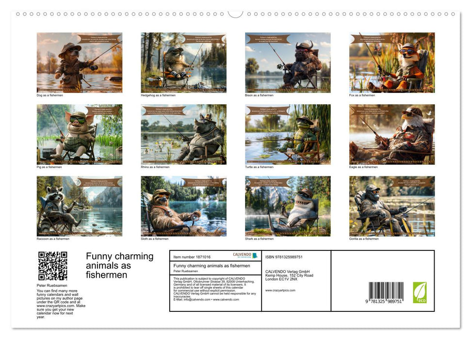 Funny charming animals as fishermen (CALVENDO Premium-Calendar 2025)