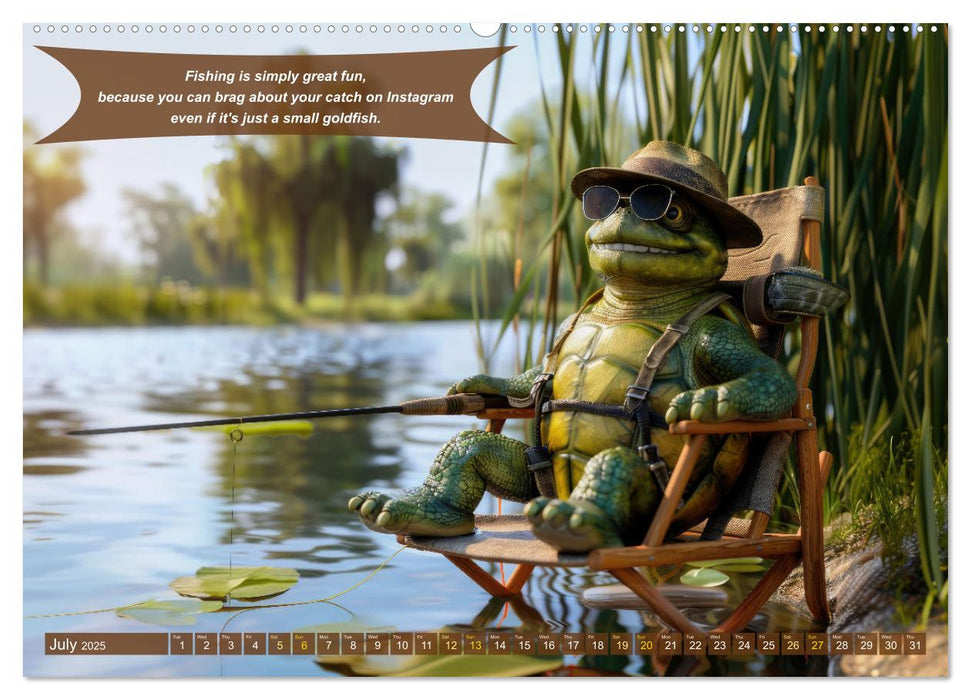 Funny charming animals as fishermen (CALVENDO Premium-Calendar 2025)