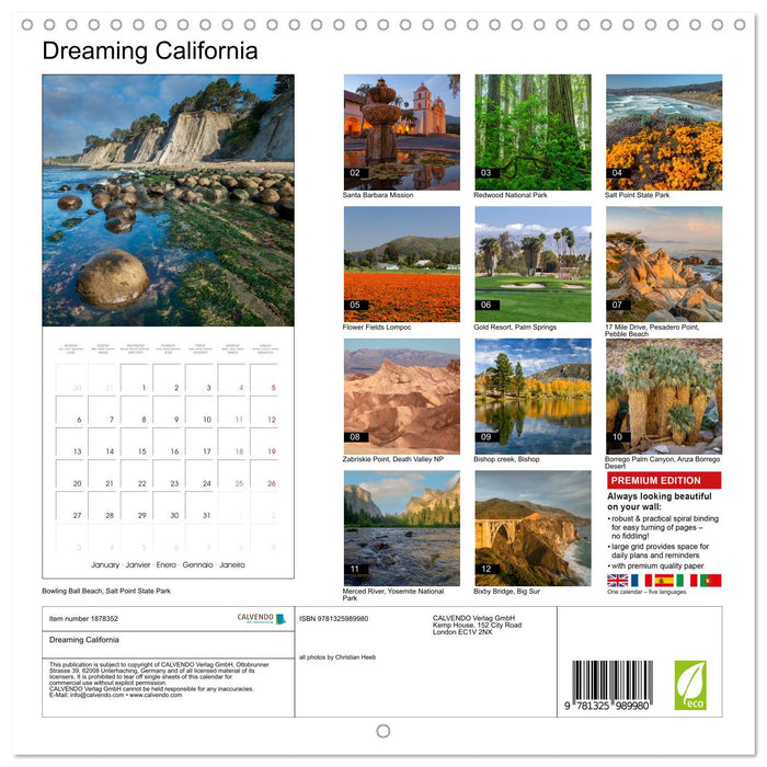 Dreaming California (CALVENDO Monthly Calendar 2025)