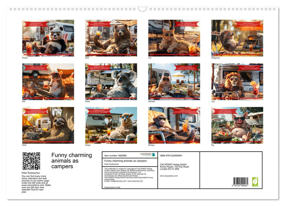 Funny charming animals as campers (CALVENDO Monthly Calendar 2025)