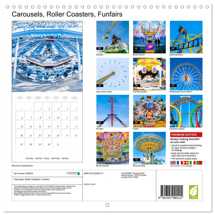 Carousels, Roller Coasters, Funfairs (CALVENDO Monthly Calendar 2025)