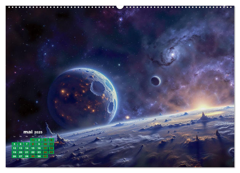 À travers l'univers-L'incroyable voyage (CALVENDO Calendrier mensuel 2025)