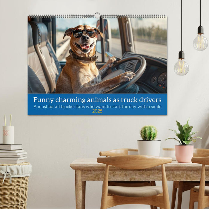 Funny charming animals as truck drivers (CALVENDO Monthly Calendar 2025)