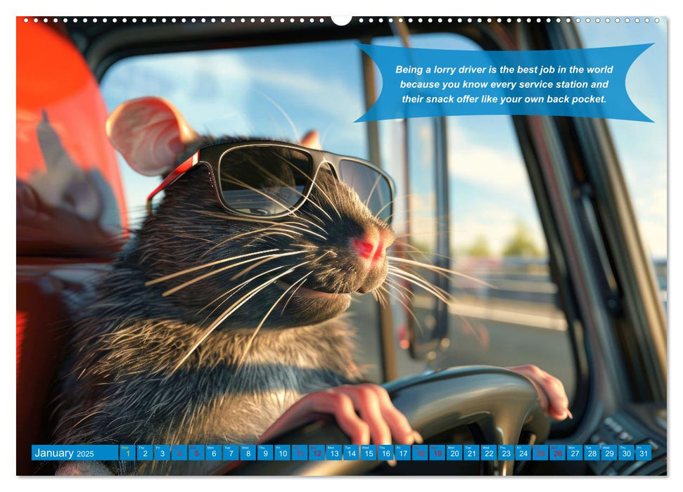 Funny charming animals as truck drivers (CALVENDO Monthly Calendar 2025)