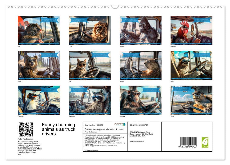 Funny charming animals as truck drivers (CALVENDO Premium-Calendar 2025)