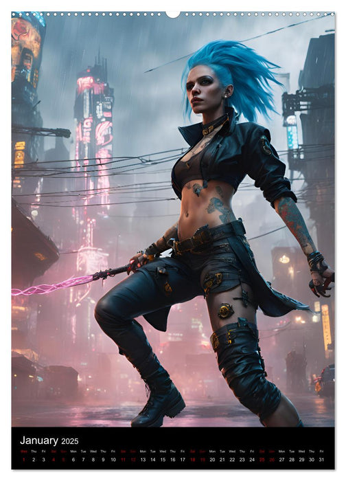 The Witches of Cyberpunk City (CALVENDO Monthly Calendar 2025)