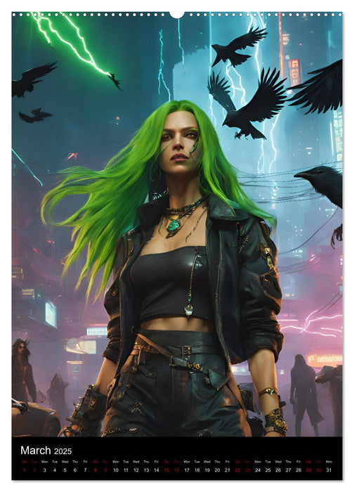 The Witches of Cyberpunk City (CALVENDO Monthly Calendar 2025)