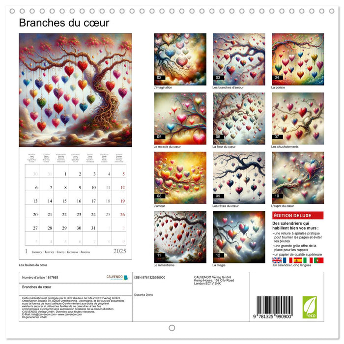 Branches du cœur (CALVENDO Calendrier mensuel 2025)