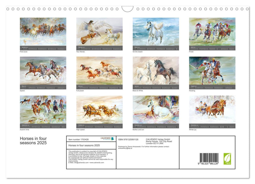 Horses in four seasons 2025 (CALVENDO Monthly Calendar 2025)