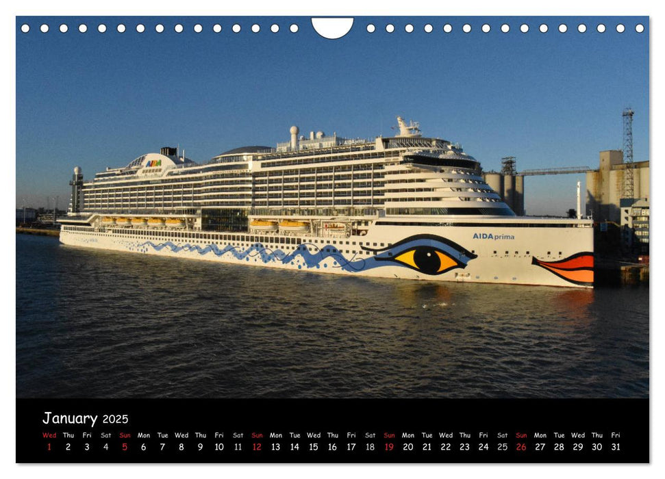 Cruise ships around the world (CALVENDO Monthly Calendar 2025)