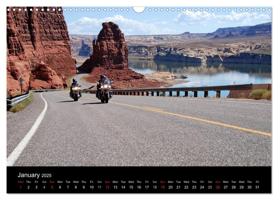 Riding the Wild West - America's Backroads by Motorcycle (CALVENDO Monthly Calendar 2025)