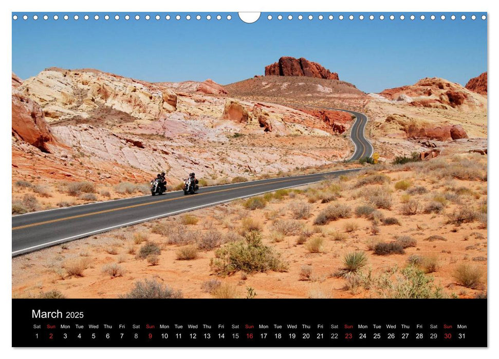 Riding the Wild West - America's Backroads by Motorcycle (CALVENDO Monthly Calendar 2025)