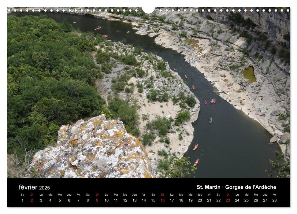 Ardèche - Randonnée & Kayak (CALVENDO Calendrier mensuel 2025)