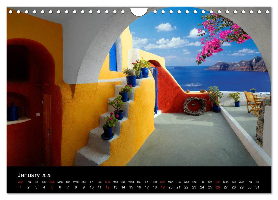 Santorini - Island in the Agean Sea (CALVENDO Monthly Calendar 2025)