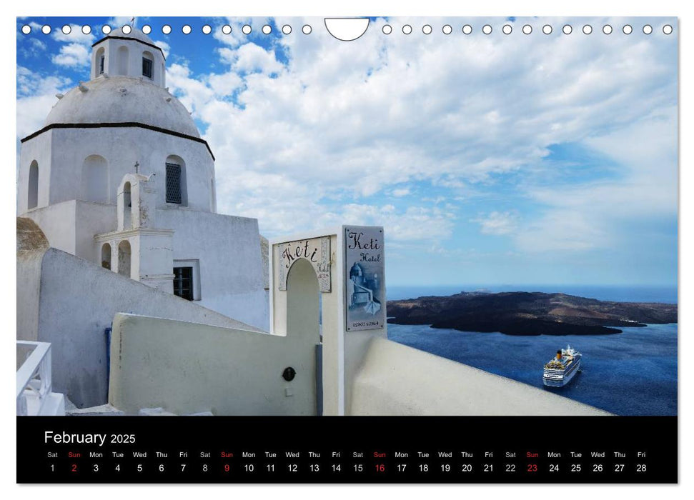 Santorini - Island in the Agean Sea (CALVENDO Monthly Calendar 2025)