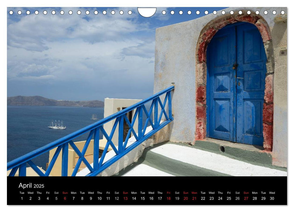 Santorini - Island in the Agean Sea (CALVENDO Monthly Calendar 2025)