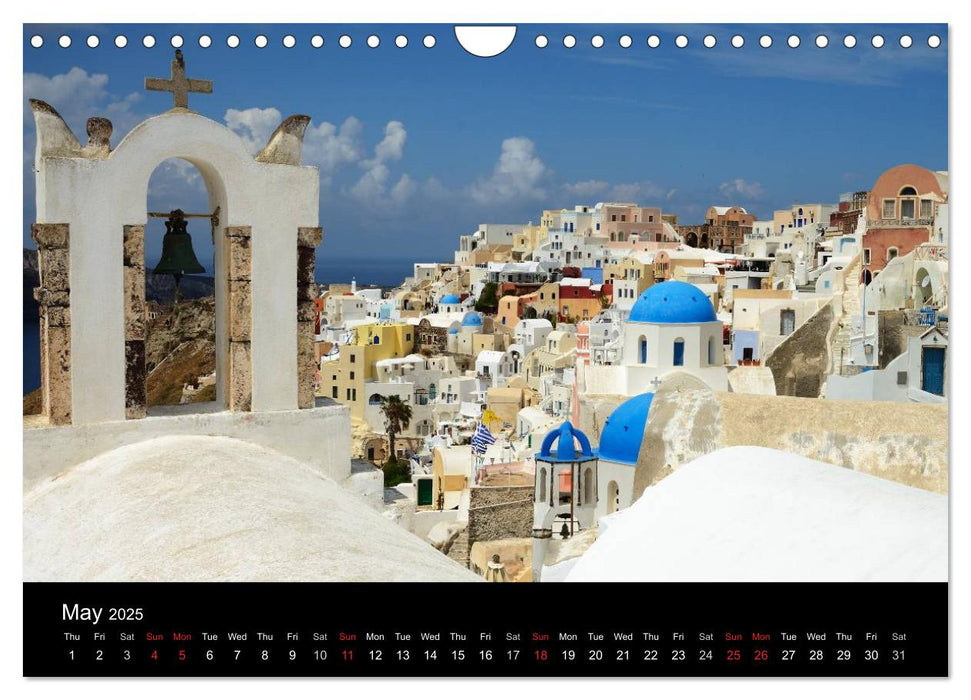 Santorini - Island in the Agean Sea (CALVENDO Monthly Calendar 2025)