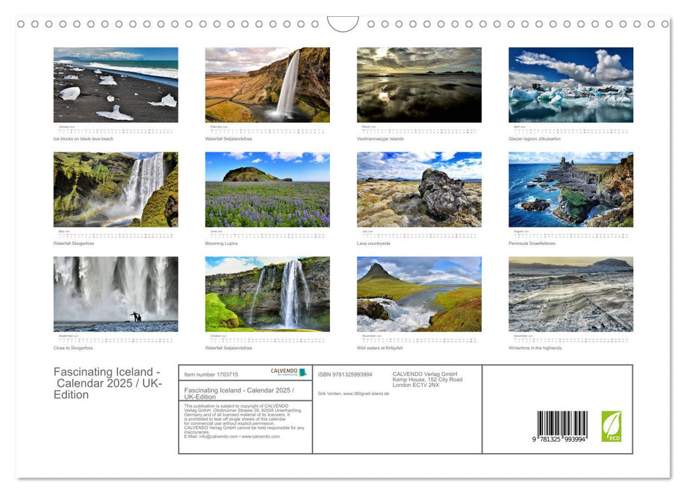 Fascinating Iceland - Calendar 2025 / UK-Edition (CALVENDO Monthly Calendar 2025)