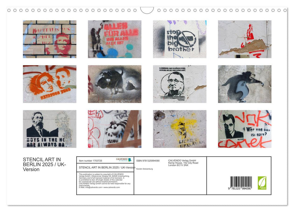 STENCIL ART IN BERLIN 2025 / UK-Version (CALVENDO Monthly Calendar 2025)