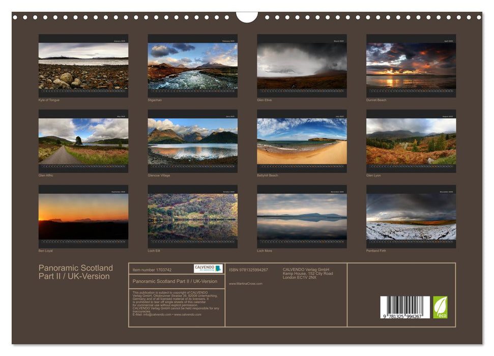 Panoramic Scotland Part II / UK-Version (CALVENDO Monthly Calendar 2025)