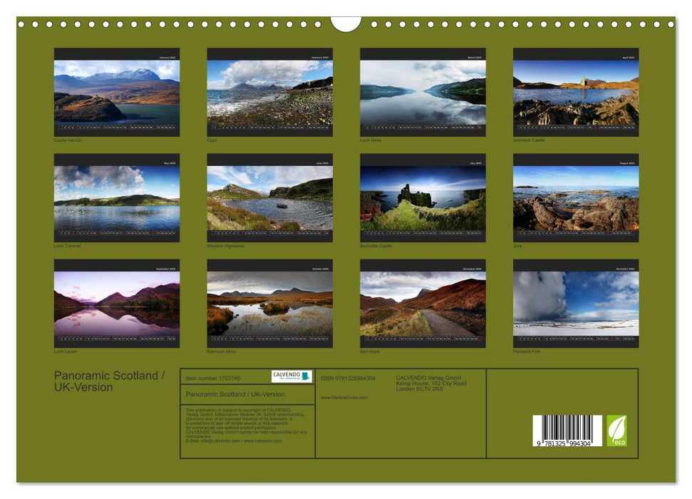 Panoramic Scotland / UK-Version (CALVENDO Monthly Calendar 2025)