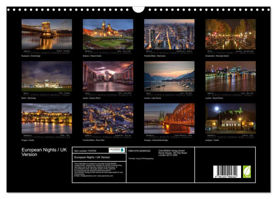 European Nights / UK Version (CALVENDO Monthly Calendar 2025)