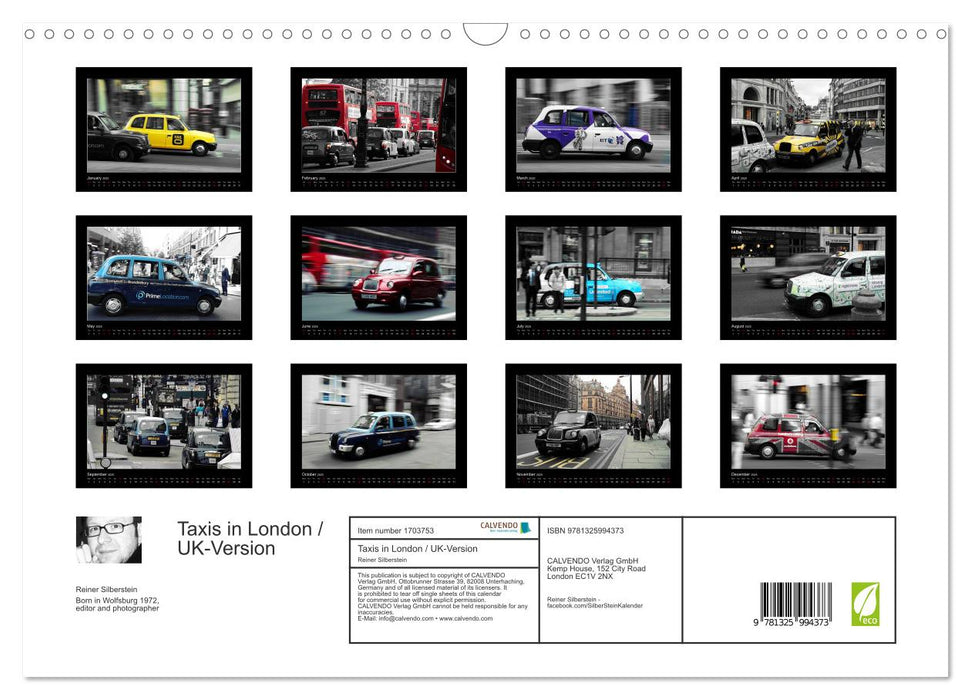 Taxis in London / UK-Version (CALVENDO Monthly Calendar 2025)