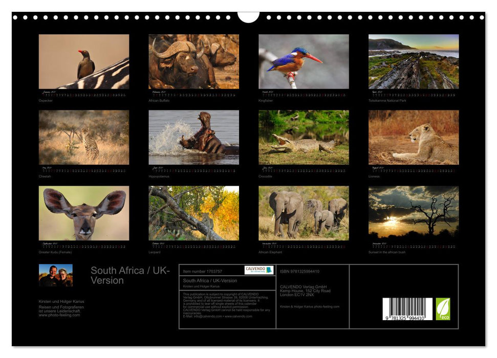 South Africa / UK-Version (CALVENDO Monthly Calendar 2025)