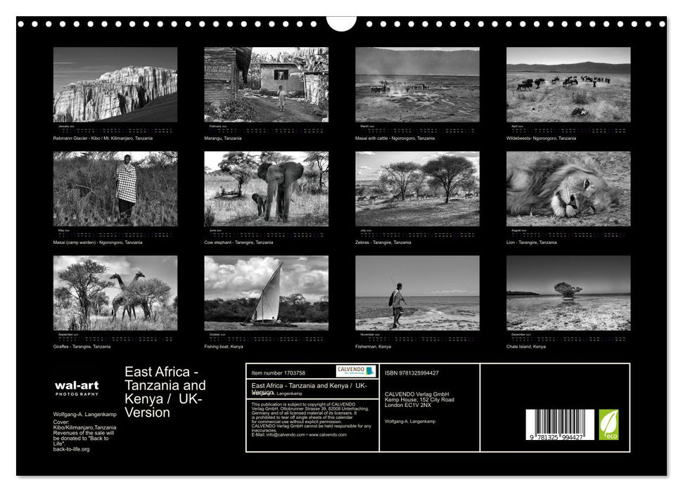 East Africa - Tanzania and Kenya / UK-Version (CALVENDO Monthly Calendar 2025)