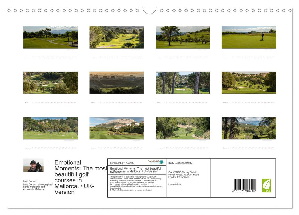 Emotional Moments: The most beautiful golf courses in Mallorca. / UK-Version (CALVENDO Monthly Calendar 2025)