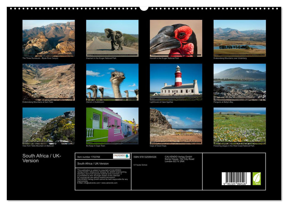 South Africa / UK-Version (CALVENDO Premium-Calendar 2025)