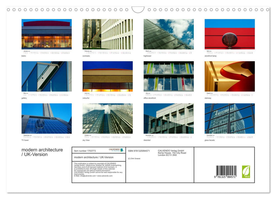 modern architecture / UK-Version (CALVENDO Monthly Calendar 2025)