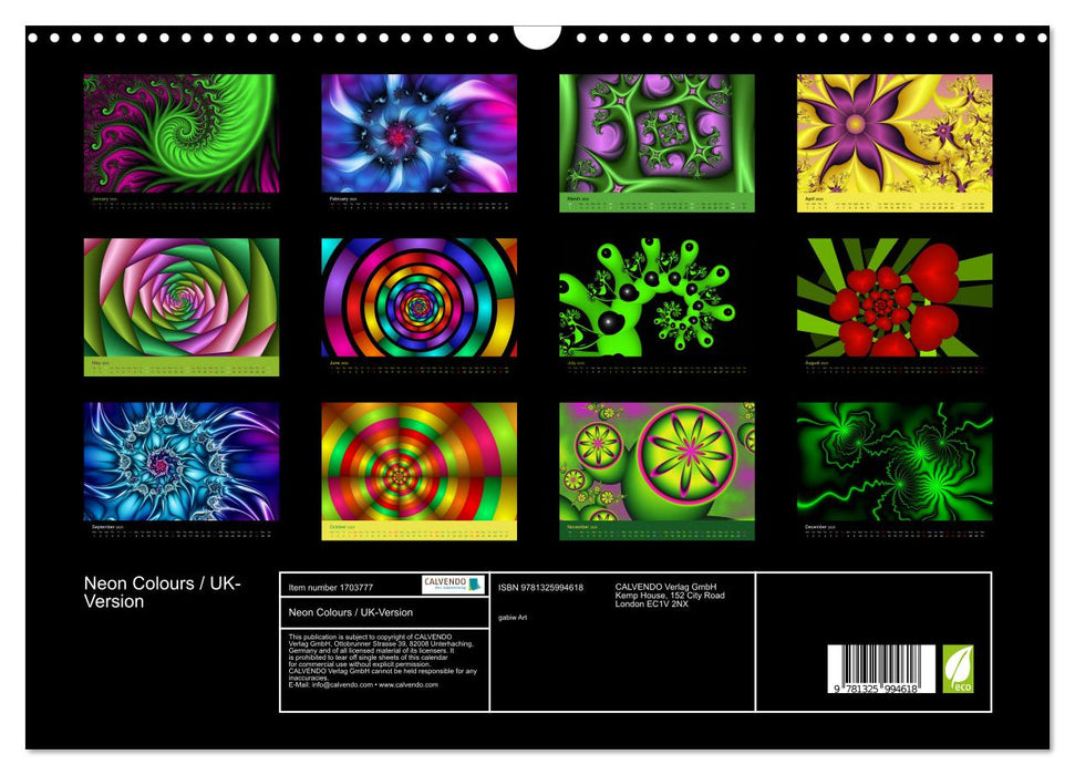 Neon Colours / UK-Version (CALVENDO Monthly Calendar 2025)