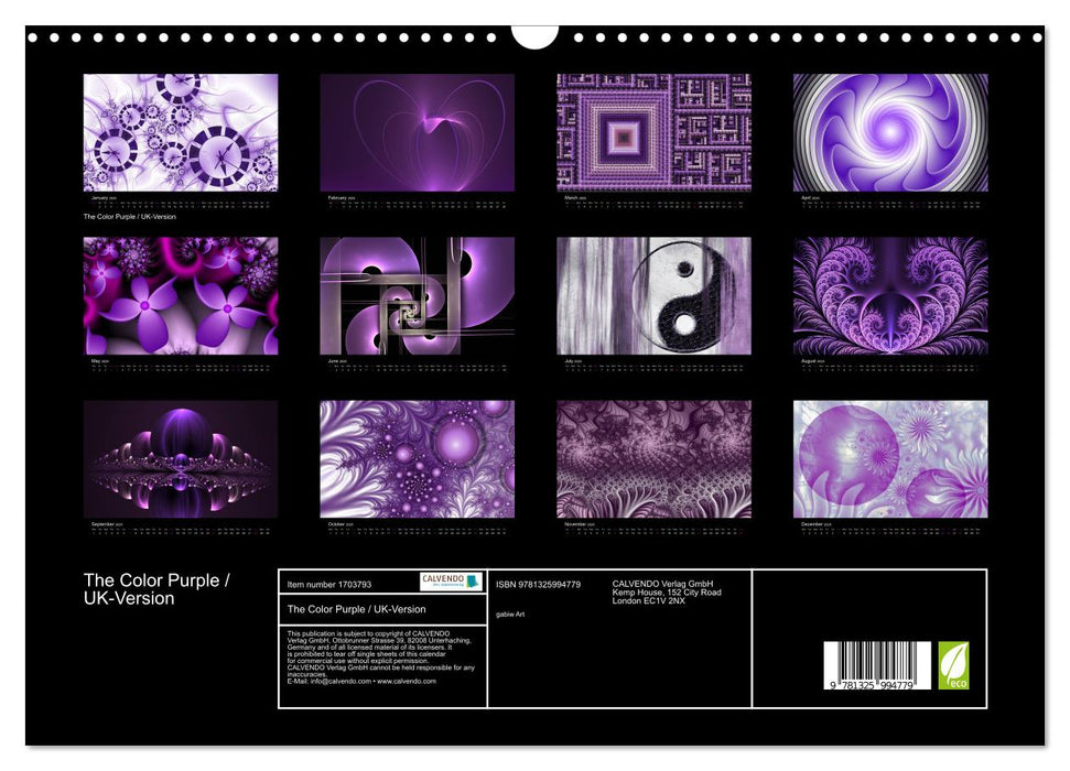 The Color Purple / UK-Version (CALVENDO Monthly Calendar 2025)