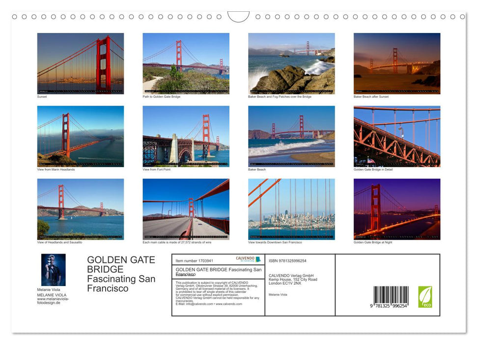 GOLDEN GATE BRIDGE Fascinating San Francisco (CALVENDO Monthly Calendar 2025)