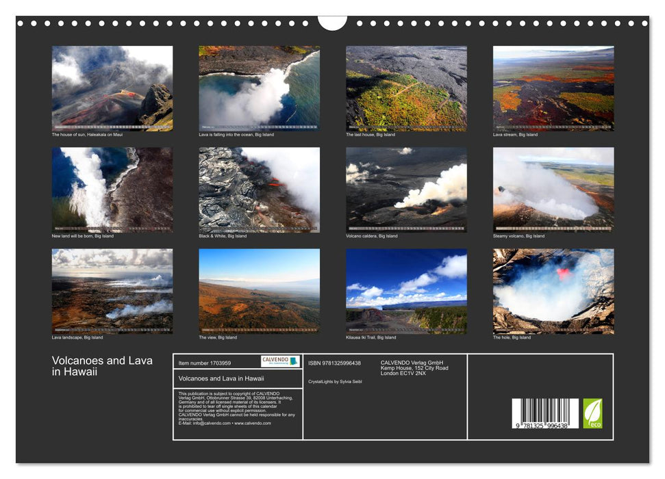 Volcanoes and Lava in Hawaii (CALVENDO Monthly Calendar 2025)