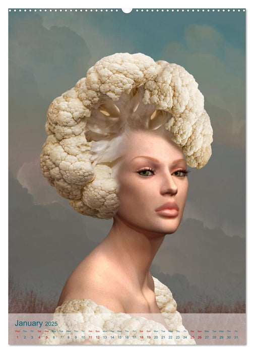 Food Fashion - surreal women's portraits with fruit and vegetable (CALVENDO Monthly Calendar 2025)