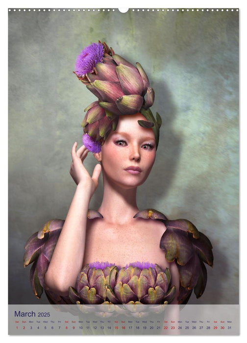 Food Fashion - surreal women's portraits with fruit and vegetable (CALVENDO Monthly Calendar 2025)