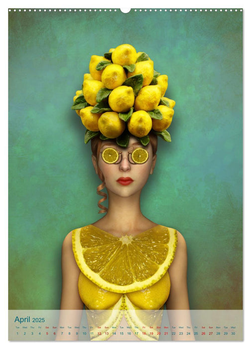 Food Fashion - surreal women's portraits with fruit and vegetable (CALVENDO Monthly Calendar 2025)