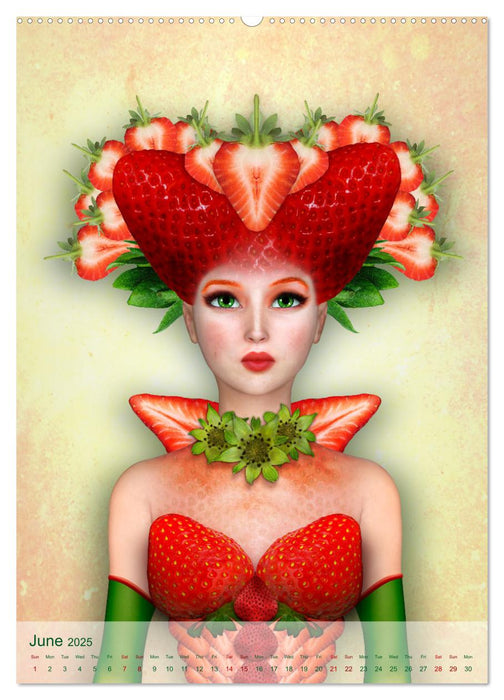 Food Fashion - surreal women's portraits with fruit and vegetable (CALVENDO Monthly Calendar 2025)