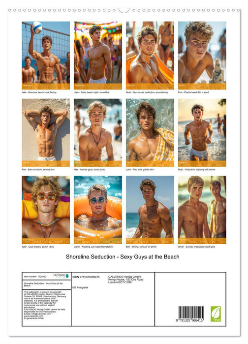 Shoreline Seduction - Sexy Guys at the Beach (CALVENDO Premium-Calendar 2025)