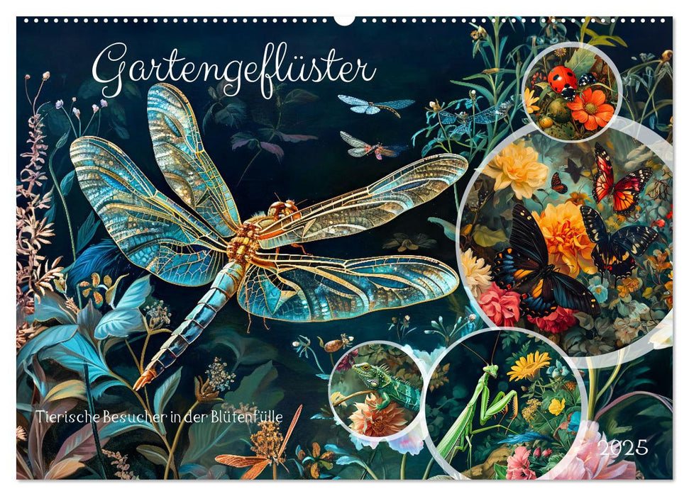 Gartengeflüster - Tierische Besucher in der Blütenfülle (CALVENDO Wandkalender 2025)