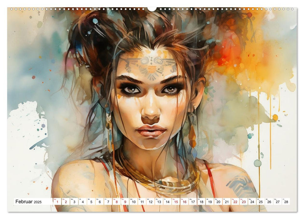 Tattoo trifft Kunst - Starke Tattoos treffen auf sanftes Aquarell (CALVENDO Wandkalender 2025)