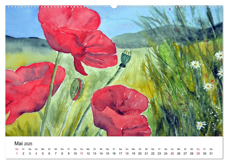 Blumen-Aquarelle (CALVENDO Premium Wandkalender 2025)