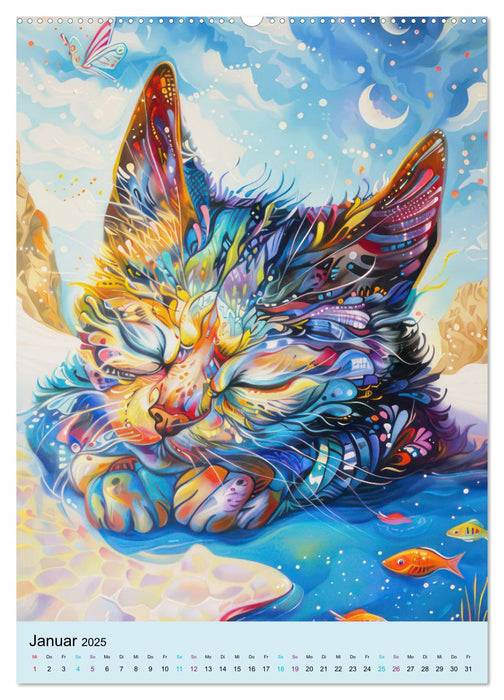 Katzen im expressionistischen Stil (CALVENDO Premium Wandkalender 2025)