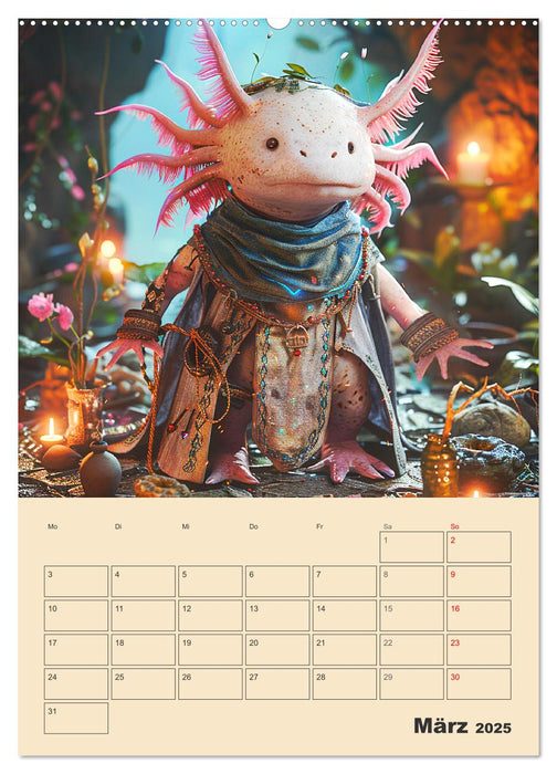 Axolotl. Lustiger Schwanzlurch mit Superkräften (CALVENDO Premium Wandkalender 2025)